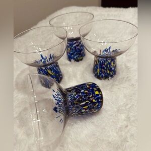 SOLD DPOP Vintage Stemless Margarita Glass 4 pack Luxury HandBlown, Confetti